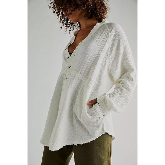 🎉LAST CHANCE🎉 FREE PEOPLE We The Free Summer Daydream Buttondown / White - Picture 11 of 16